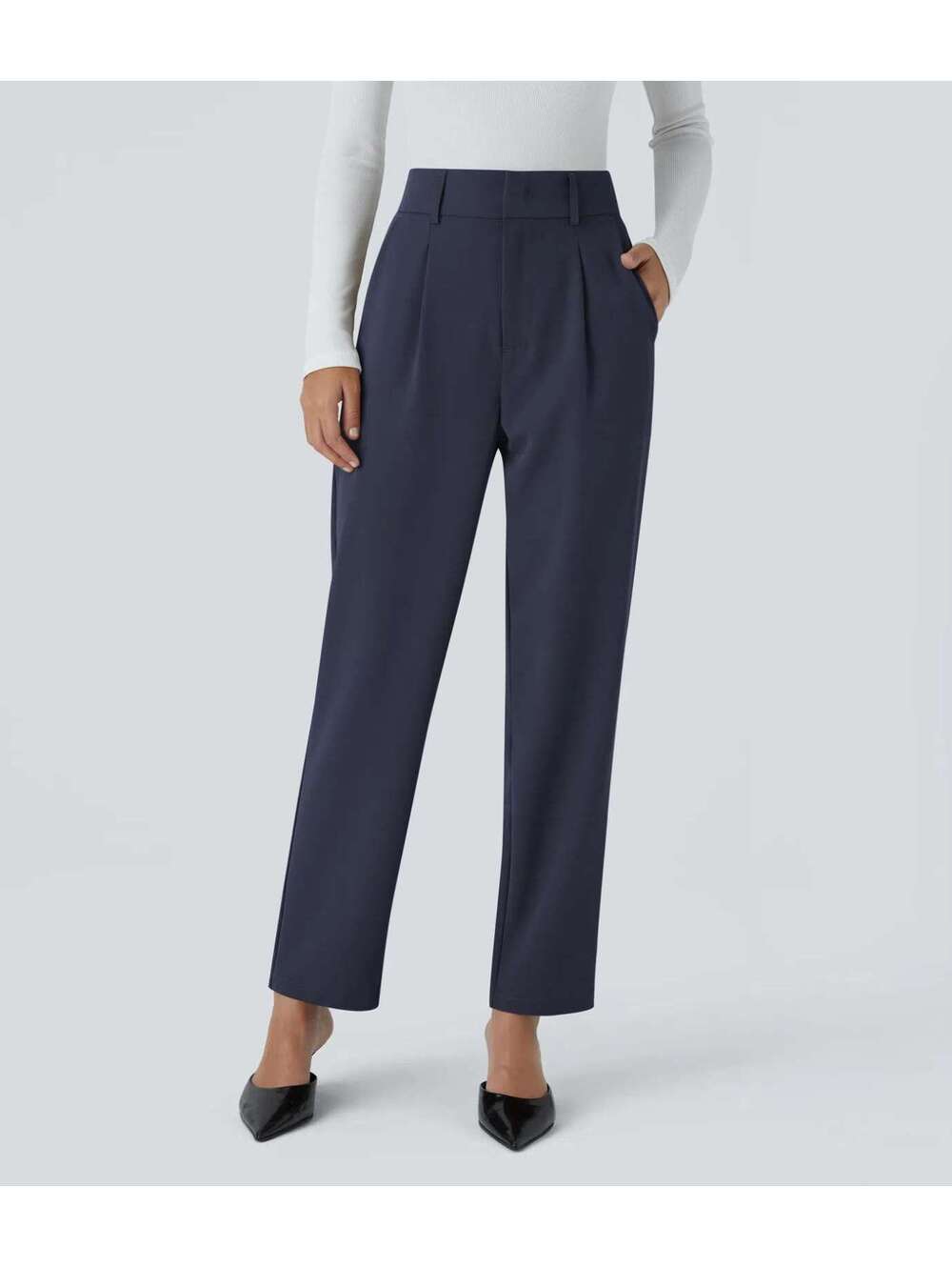 HALARA High Waisted Pocket Solid Work Tapered Pants Size M Petite